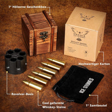 Whiskey Steine Set Whiskeygeschenk 6 Stück Goldene Patronen mit Aufbewahrungsbox