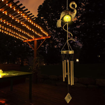 LED Solar Flamingo Windspiel Wasserdicht Garten Patio Rasen Yard Licht