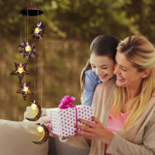 Solar LED Windspiele Sonne Mond Stern Garten Wasserdicht