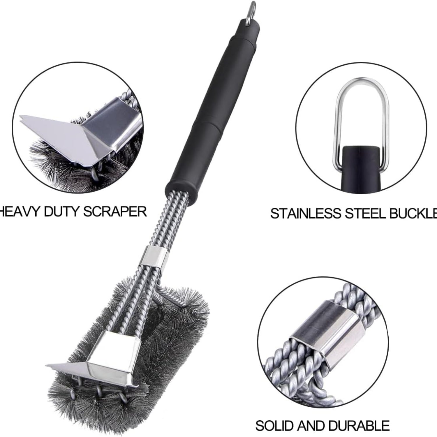 Grillbürste mit Schaber Edelstahl Langer Griff Grill Zubehör