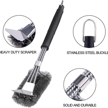 Grillbürste mit Schaber Edelstahl Langer Griff Grill Zubehör