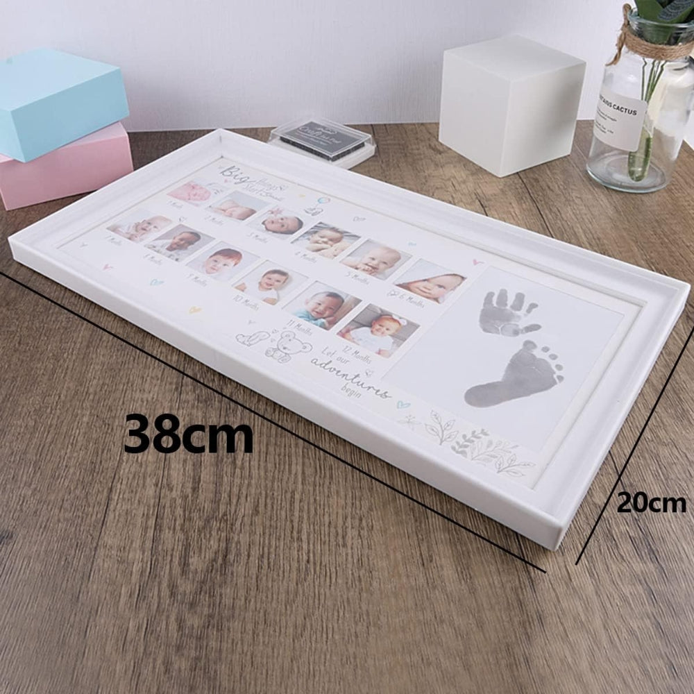 Fotorahmen Baby Handabdruck Fußabdruck Jahrestag Geschenk Weiß
