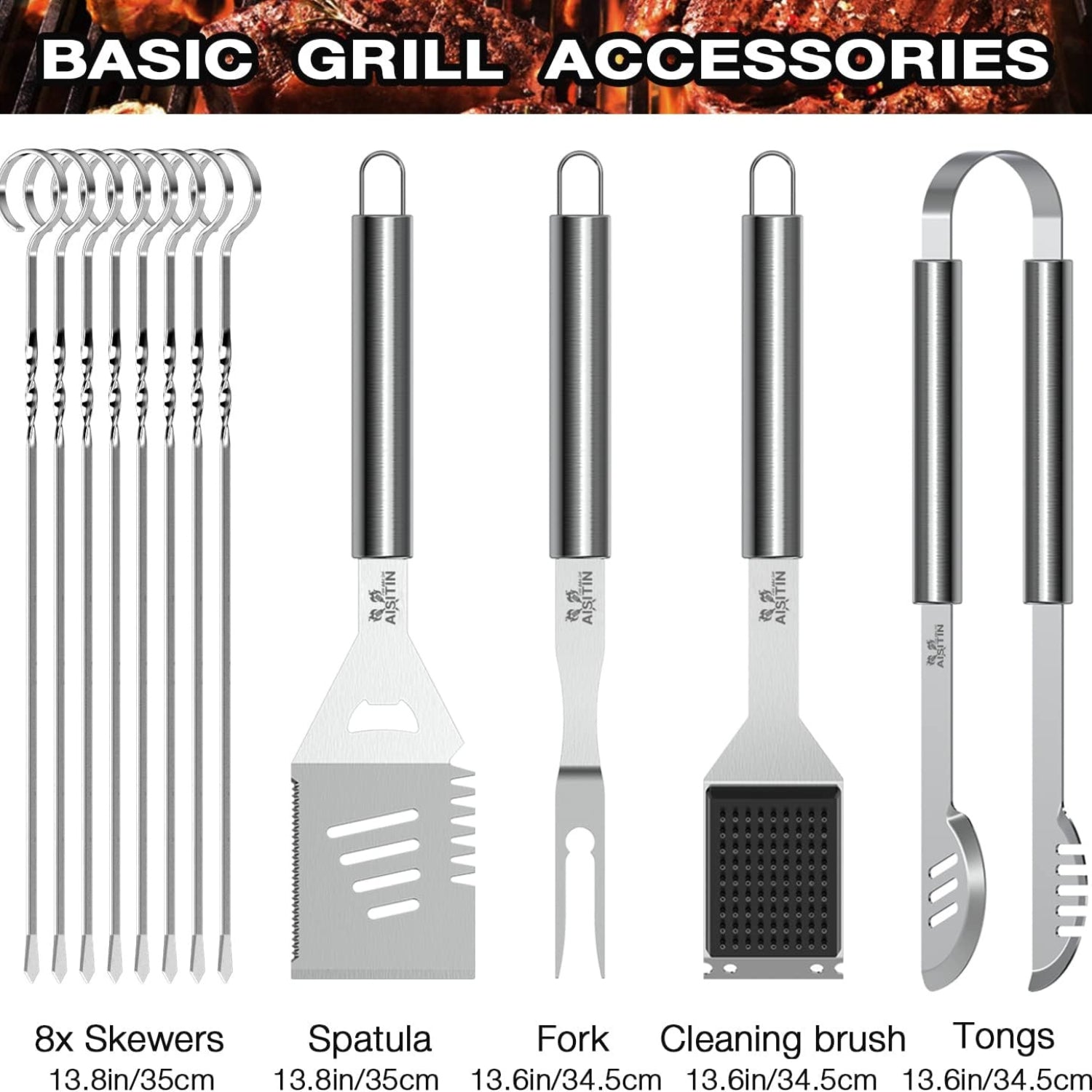 35tlg Grillbesteck Edelstahl Geschenke Set inklusive Koffer