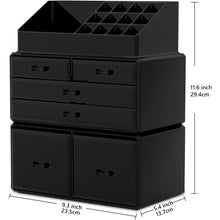 Kosmetik Aufbewahrungsbox XL Schwarz Praktisch mit 16 Fächern und 6 Schubladen