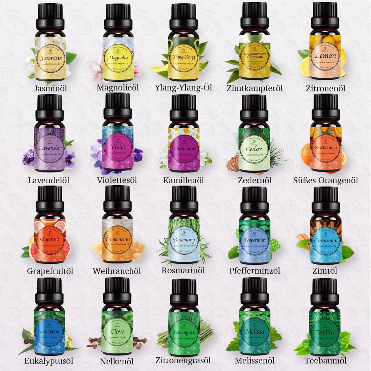 Duftöle 20x5ml Ätherische Öle Aromatherapie Diffuser Geschenkset