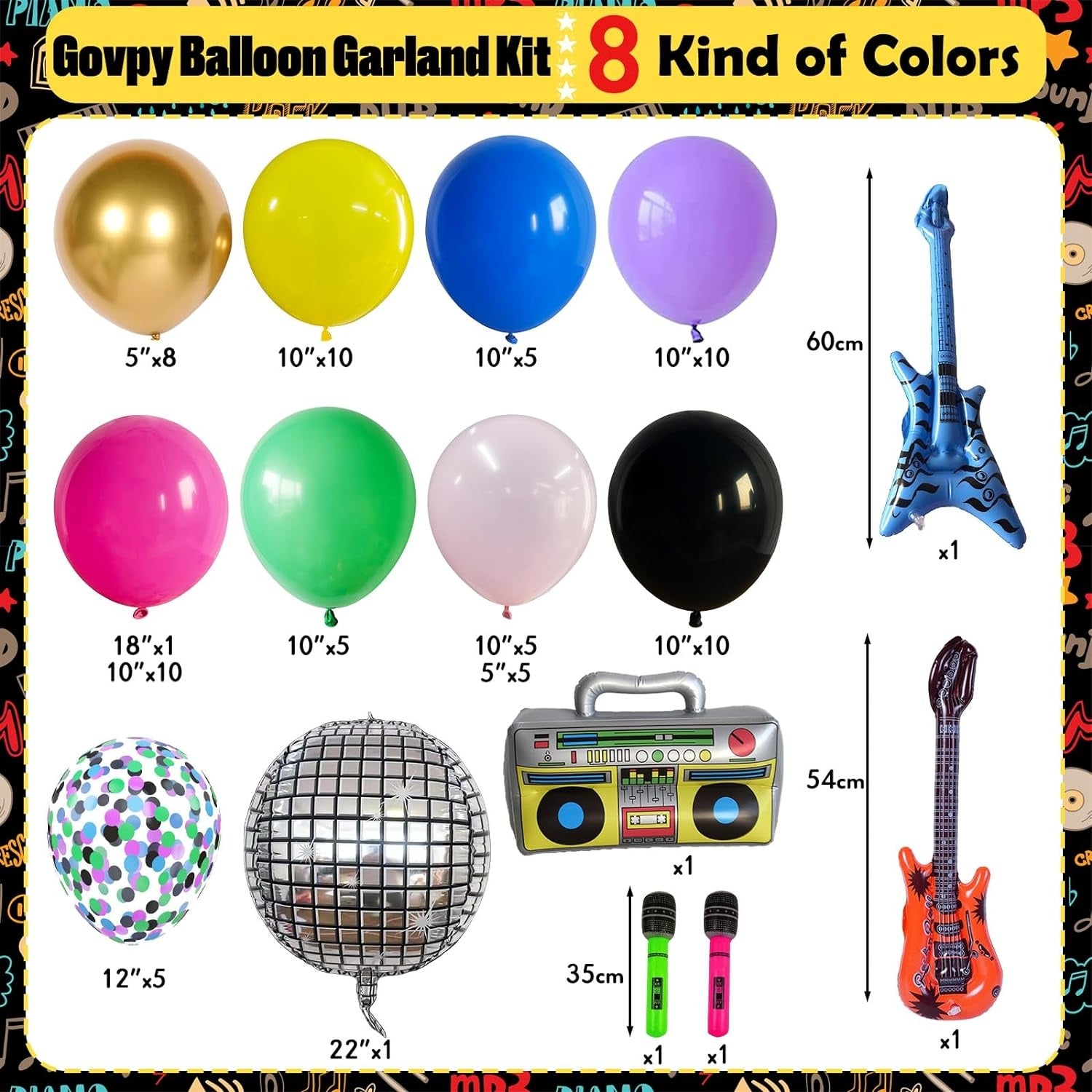 80er 90er Jahre Party Deko Ballon Girlande Bunt Luftballons