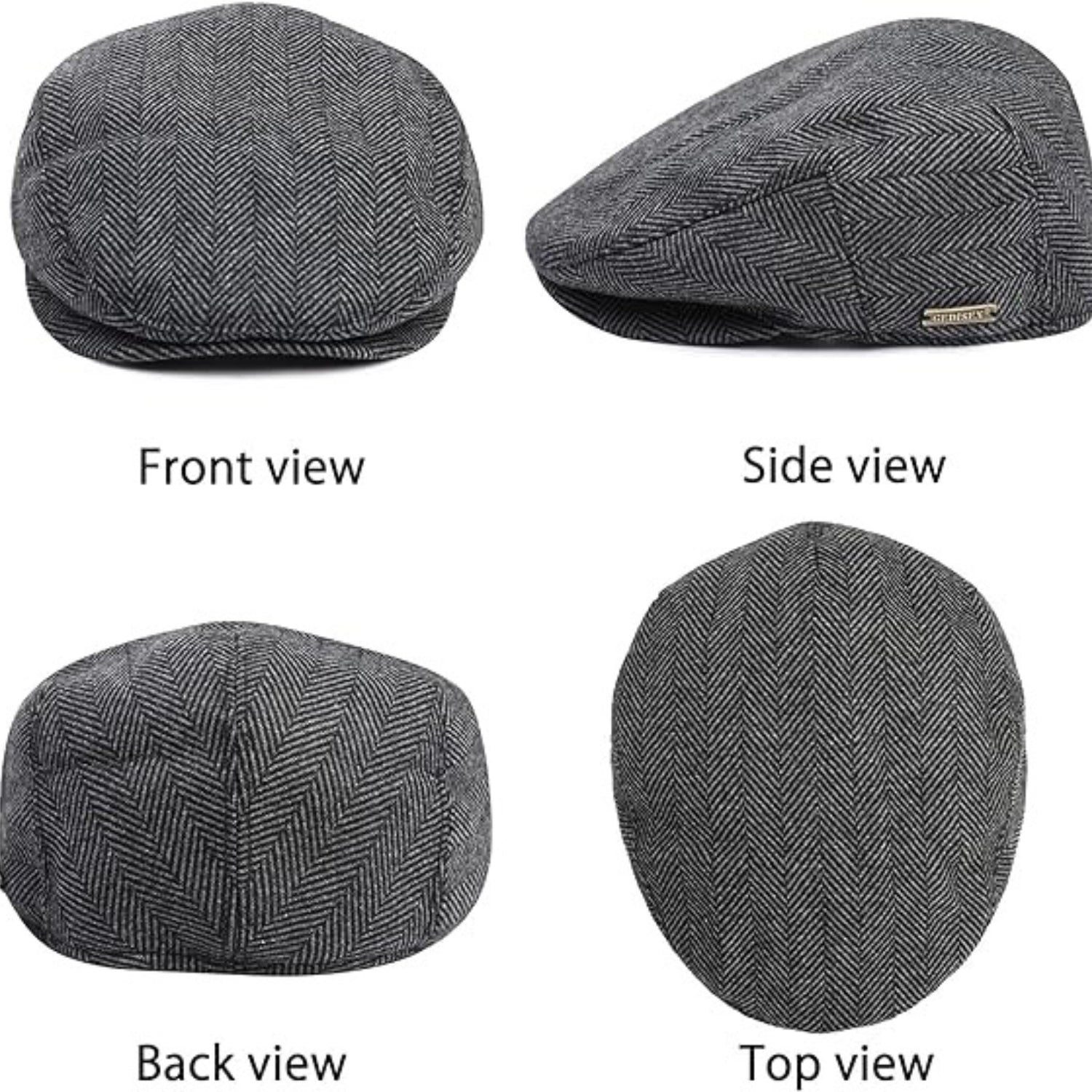 Schiebermütze Herren Sommer Grau Hut Flat Cap Verstellbar