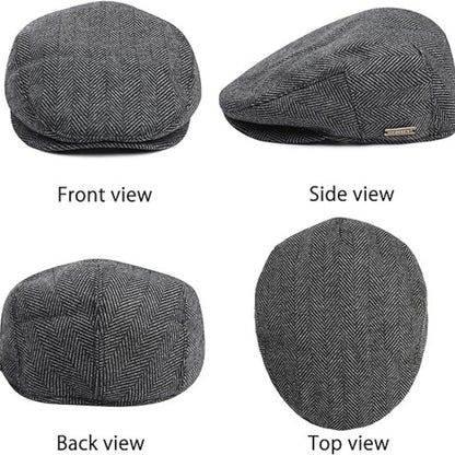 Schiebermütze Herren Sommer Grau Hut Flat Cap Verstellbar