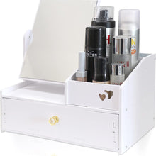 Kosmetik Organizer Weiß mit Viereckigem Drehbarem Spiegel und Schublad