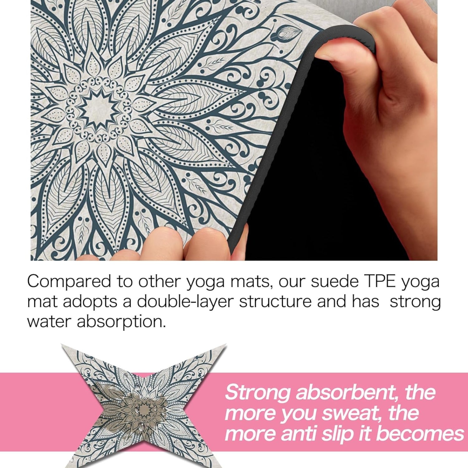 Umweltfreundliche Yoga Matte mit Tragegurt Rutschfeste