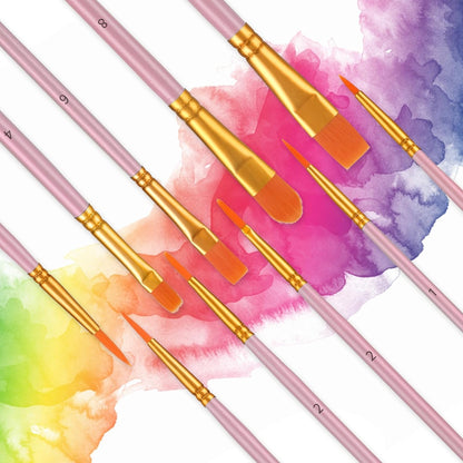 20tlg Pinsel Set für Acrylfarben Aquarell 10 Größen Künstlerbedarf Rosa