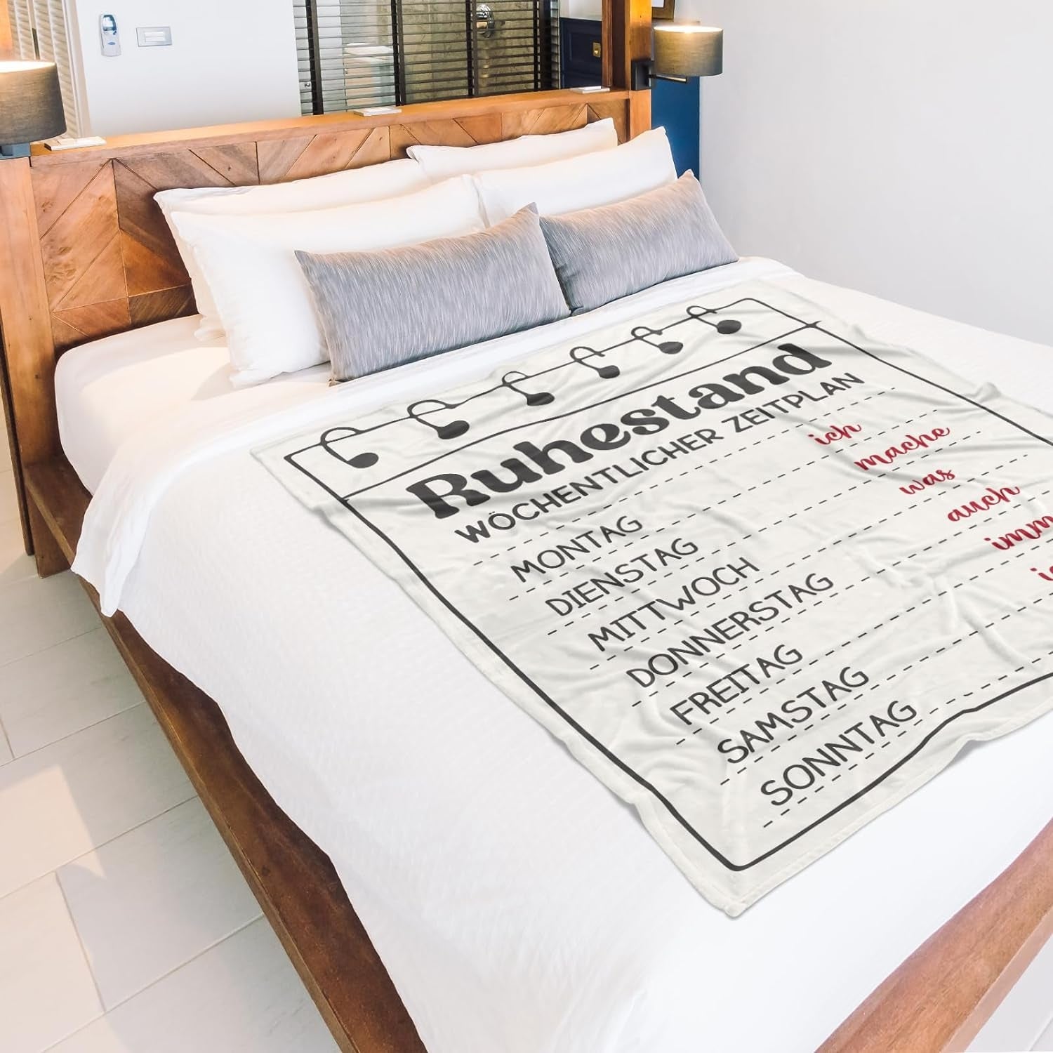 Ruhestand Geschenk Decke mit Wochenplan - Für Frauen & Männer, 150x130 cm