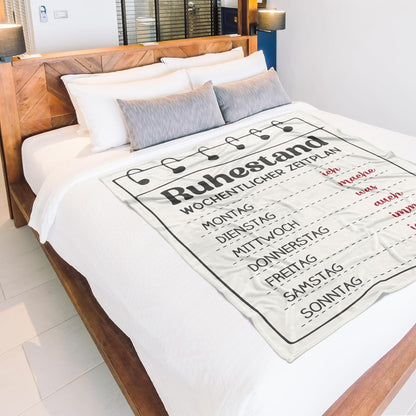 Ruhestand Geschenk Decke mit Wochenplan - Für Frauen & Männer, 150x130 cm