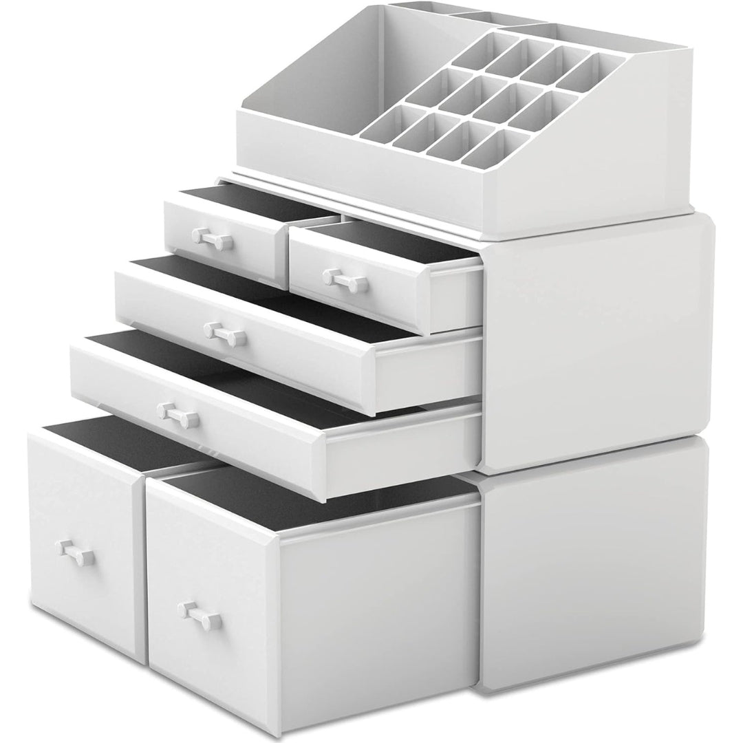 make up aufbewahrung amazon XL Kosmetik Make Up Organizer Weiß 6 Schubladen – LuxusKollektion