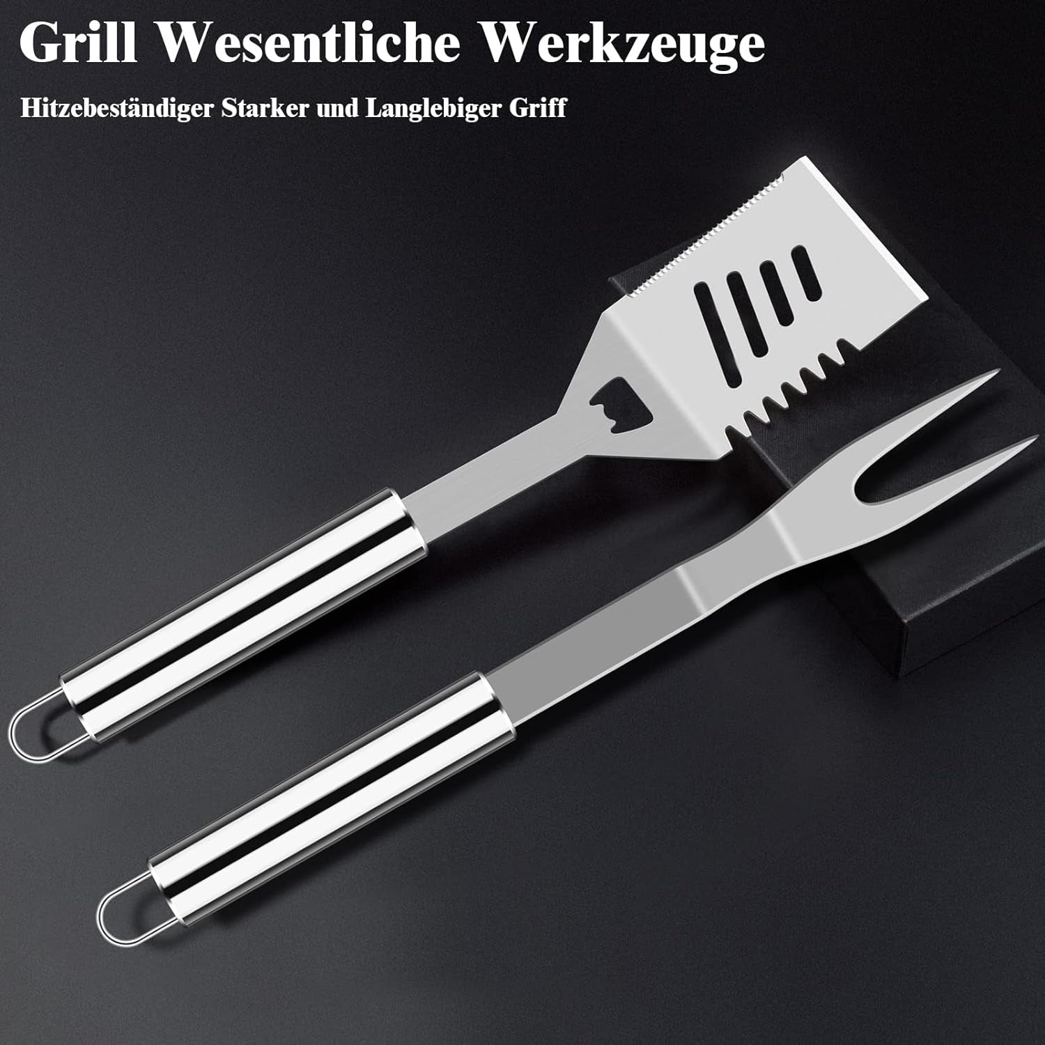Premium Grillbesteckset aus Edelstahl 38 teilig Grill Zubehör Geschenke für Männer