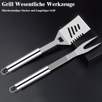 Premium Grillbesteckset aus Edelstahl 38 teilig Grill Zubehör Geschenke für Männer