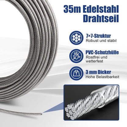 Wohnwagen Zubehör 74 Stahlseil Kit 35m Edelstahl Drahtseil