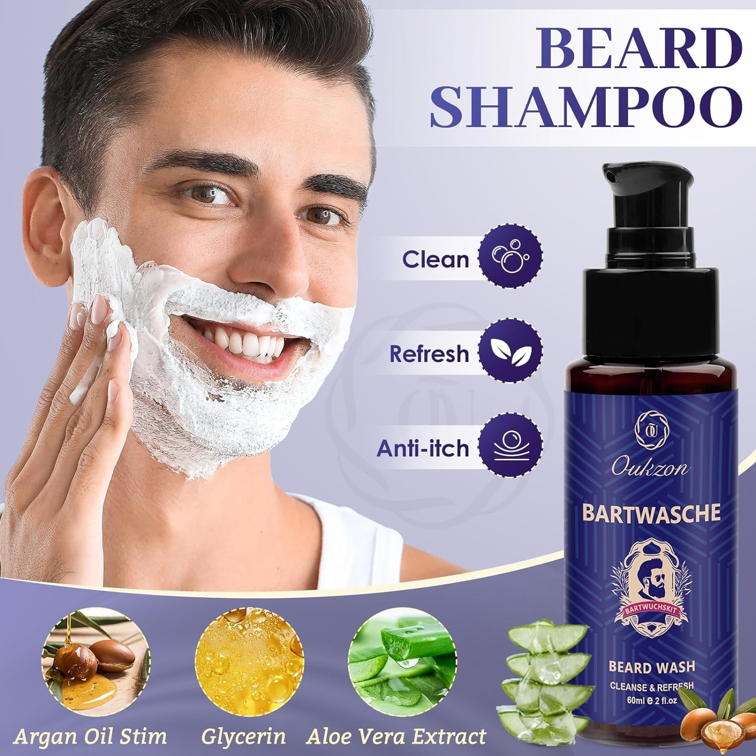 Männer Bartpflege Set Geschenk Bartwachstum mit Öl Balsam Roller Serum Bürste