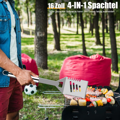 Premium Grillbesteckset aus Edelstahl 26tlg Grill Zubehör Geschenke für Männer