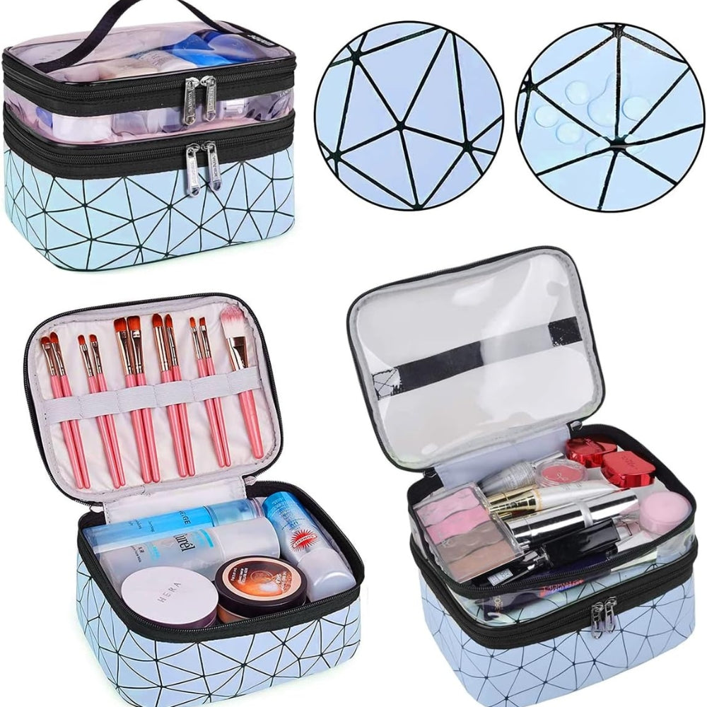 3tlg Kosmetiktasche Set Blau Transparent Doppellagig Reise Unisex