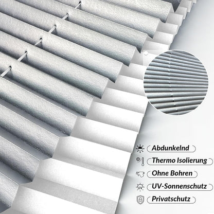 Plissee ohne Bohren Verdunkelung für Fenster Thermo 80x230cm