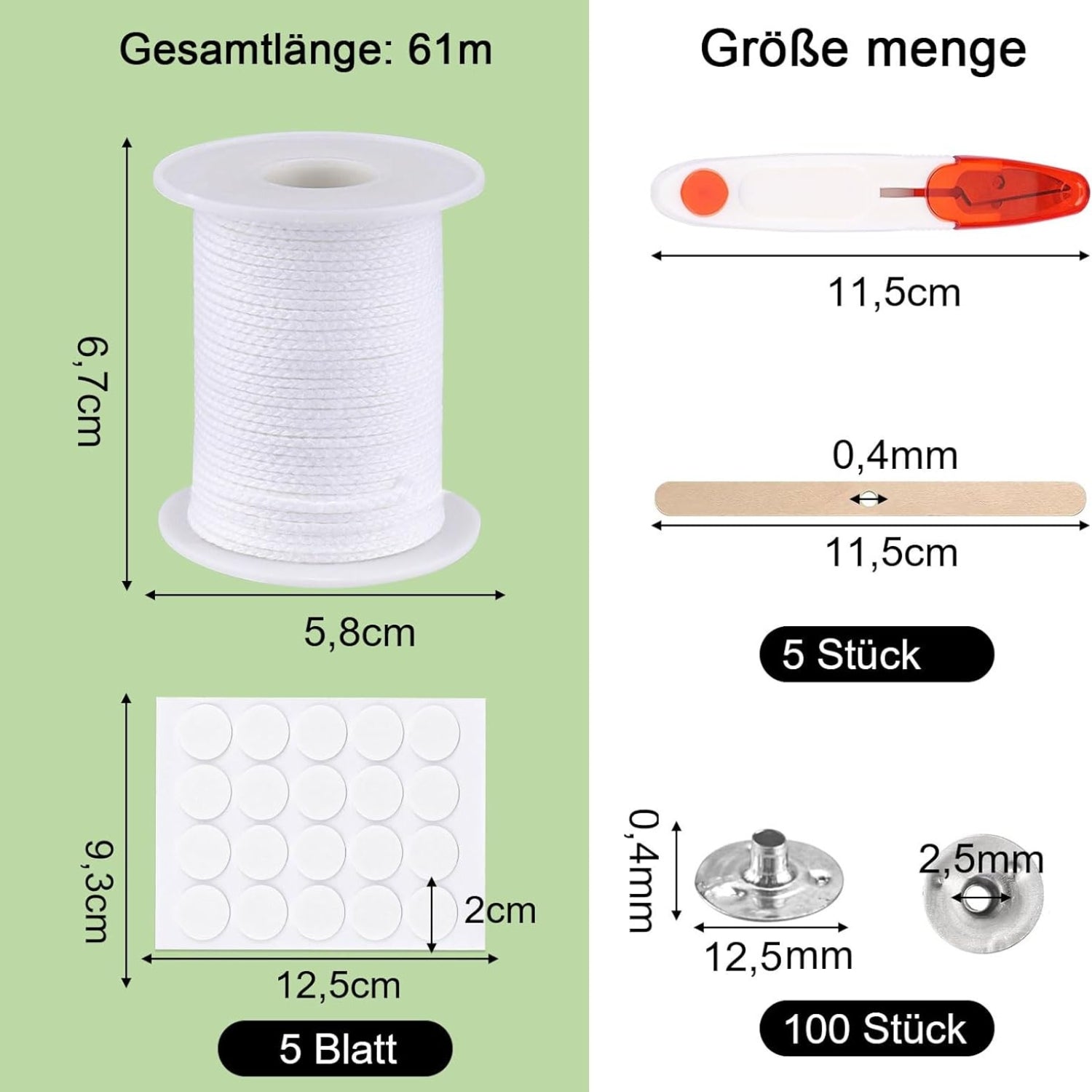6100cm Kerzendocht 100 Stück Dochthalter für DIY Kerzen