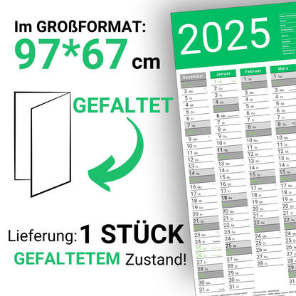 Kalender 2025 Wandkalender groß | Familienkalender | Jahreskalender 97x67 cm | Inkl. Feiertage nach Bundesländern | Wochenplaner