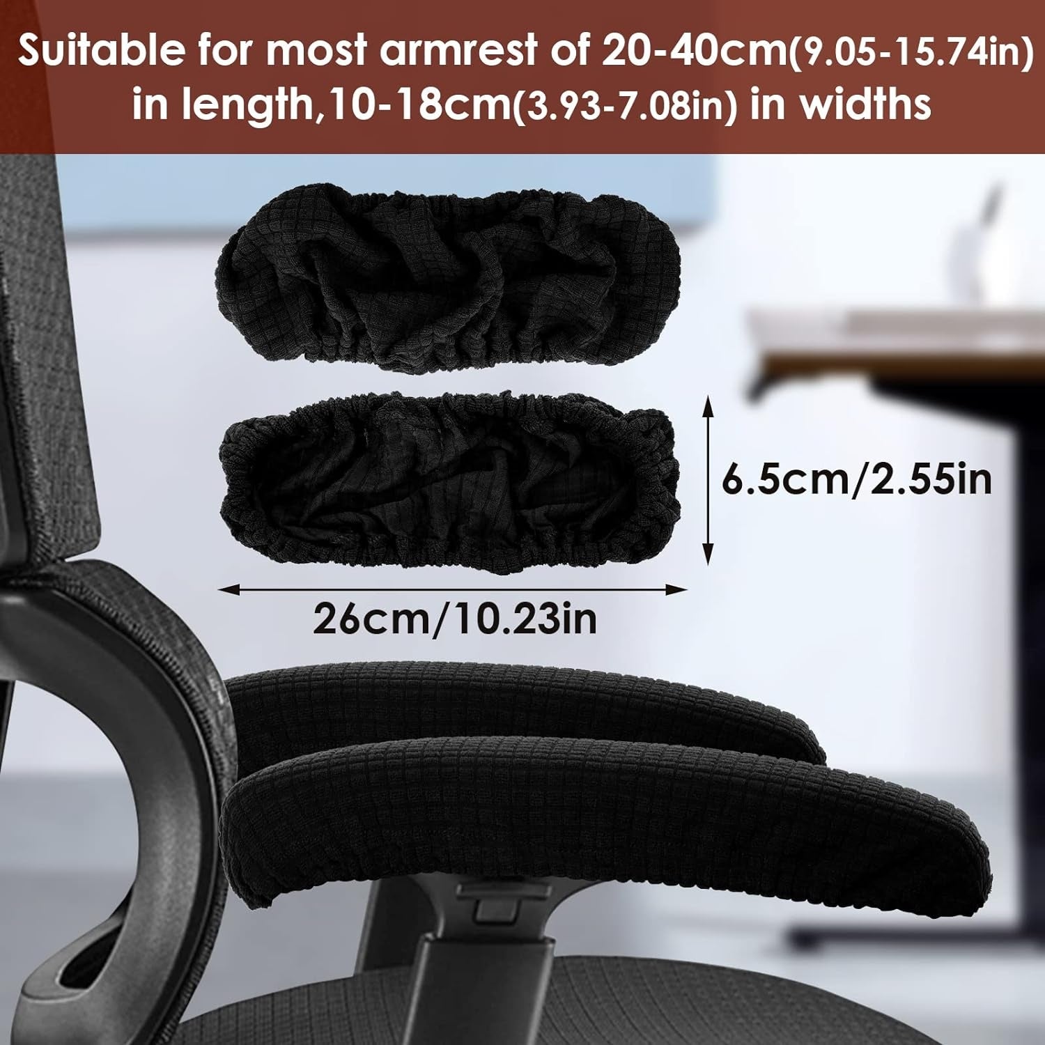 2 Stück Bürostuhl Armlehnen Abdeckungen Polyester Entlastet Ellenbogen Schwarz