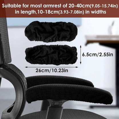 2 Stück Bürostuhl Armlehnen Abdeckungen Polyester Entlastet Ellenbogen Schwarz