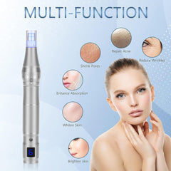 Profi Derma Pen Elektrisch Microneedling 0-2.5mm 6 Stufen + Hyaluron Serum