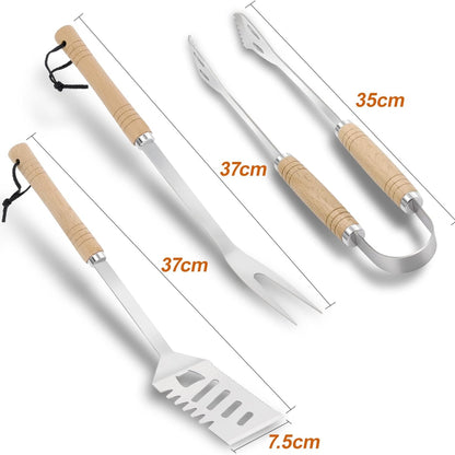 3 Teiliges Grillzubehör Set mit 4in1 Spatula Geschenk Männer