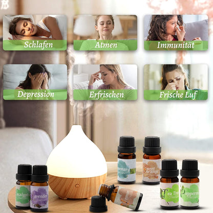 Ätherische Öle Set 8x10ML 100% Rein für Diffuser Aromatherapie Lavendel Teebaum