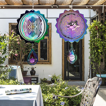 3D Edelstahl Windspiel 30cm Bunt Garten Deko