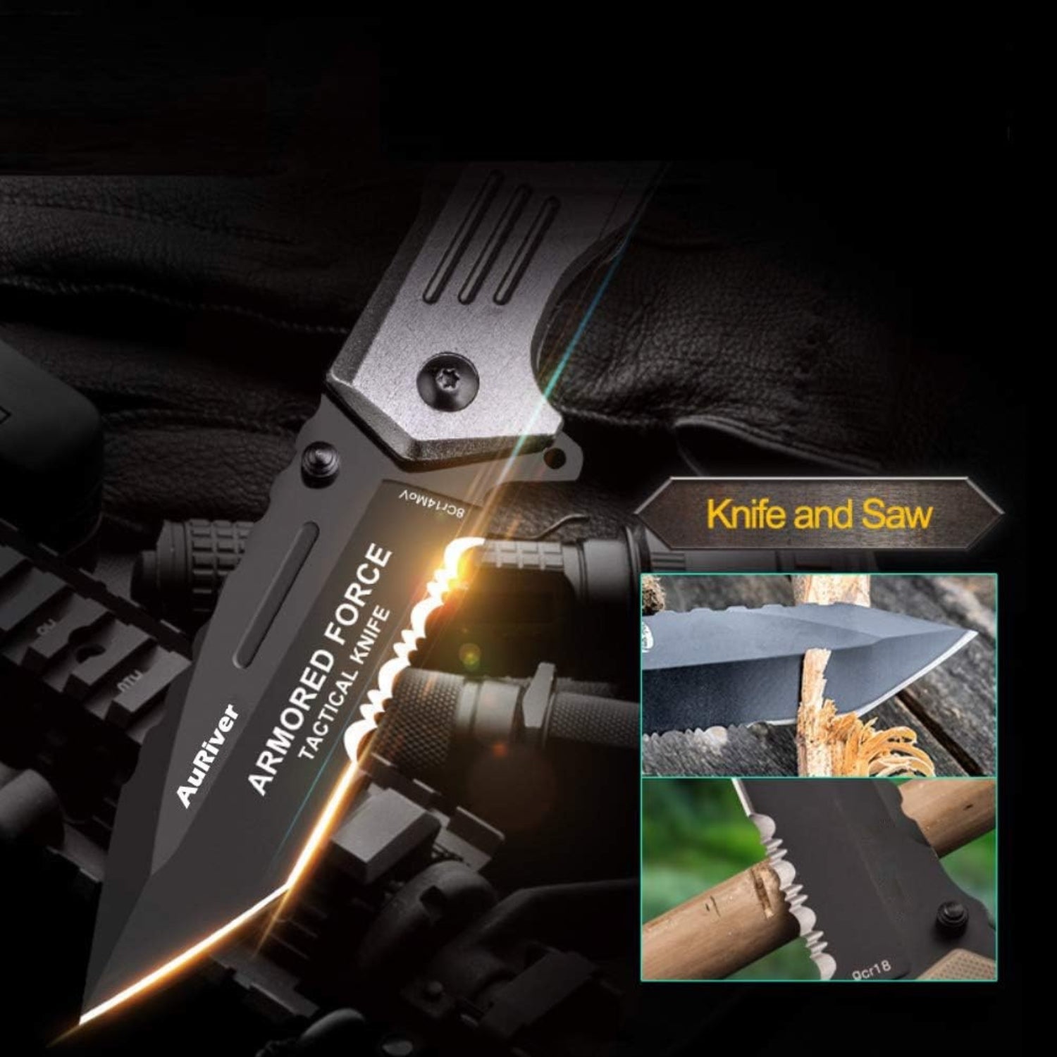 Premium Taschenmesser mit Feuerstahl 6-in-1 Klappmesser