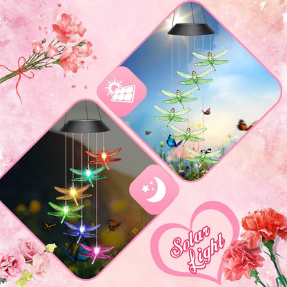 Solar Libelle Windspiele für Draußen Geburtstagsgeschenk für Frauen Mama Oma