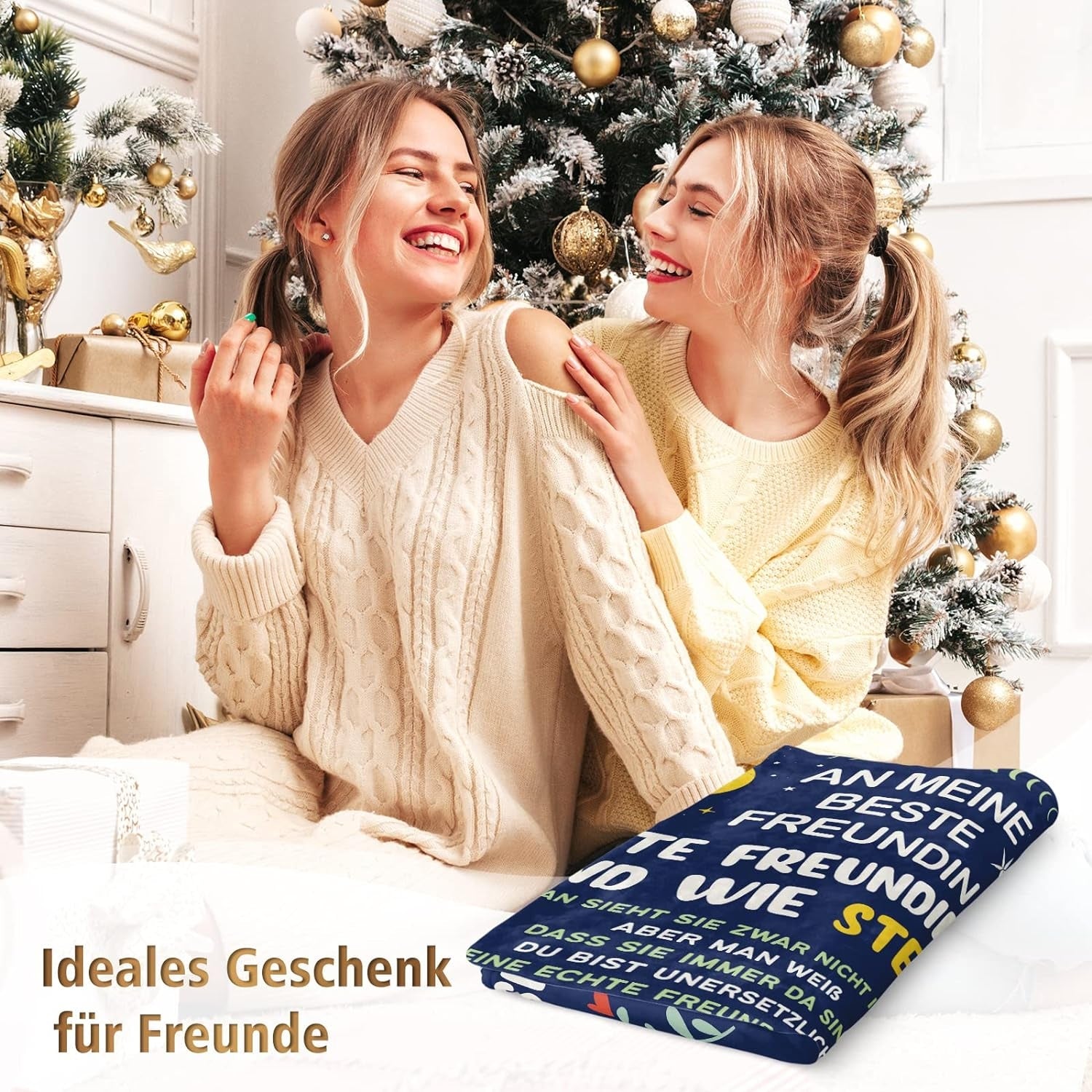 Geschenk für Freundin Geburtstag - Flauschige Decke, Beste Freundin, 150x130 cm