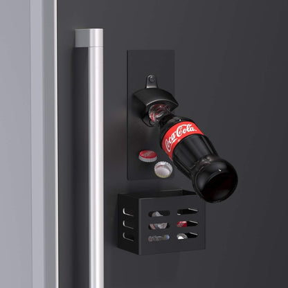 Magnet Flaschenöffner Wand Kohlenstoffstahl Auffangbehälter Schwarz Biergeschenk