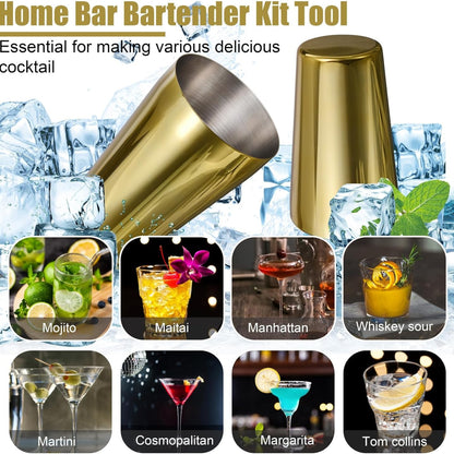 Cocktail Shaker Set Gold 550ML/750ML 12-Teilig Edelstahl Barkeeper Kit