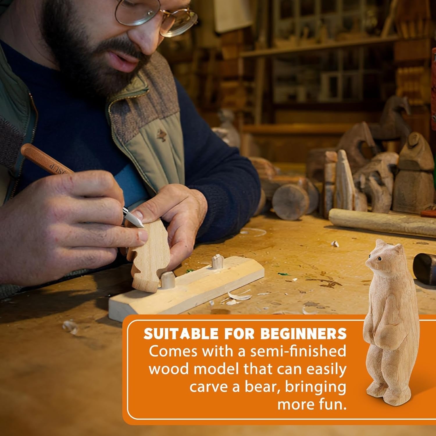 14 tlg Holz-Schnitzwerkzeug Set Schnitzset 12 Schnitzmesser