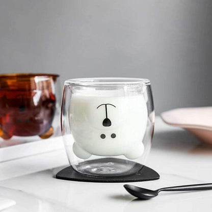 Süße Bär Glastasse Kaffeegläser Bärmotiv Isolierglas 250ml