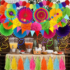 Mexikanische Party Deko 41 Stück Mehrfarbig Papier Girlande