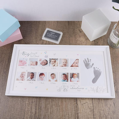 Handabdruck Fußabdruck Baby Fotorahmen Jubiläum Geschenk Weiß