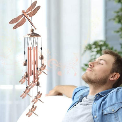Libelle Windspiele für Draußen Messingrohre Glücksperlen Garten Terrasse