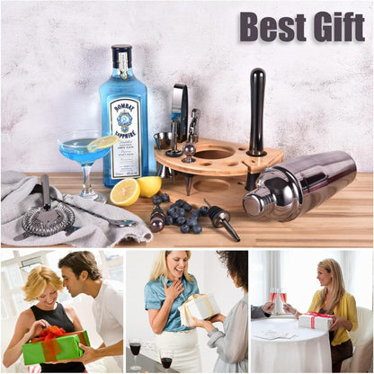 Cocktail Shaker Set 750ML Edelstahl 12-Teilig Barkeeper Geschenk Kit Grau