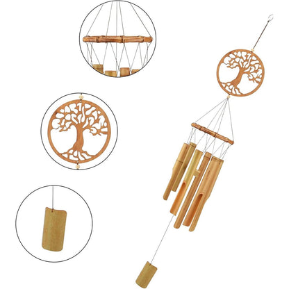 Windspiel Holz Baum des Lebens Hängend Weicher Klang Haus Garten Dekoration