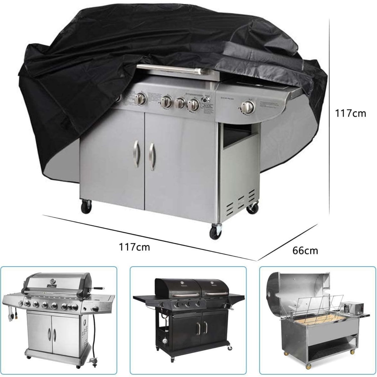 Grillabdeckung Wetterfest Abdeckplanewaserdicht 117x66x117cm
