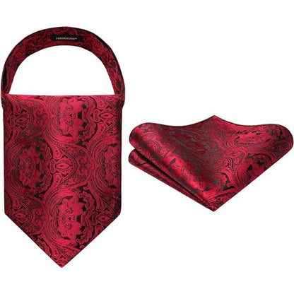 Herren Krawattenschal Rot Paisley Set