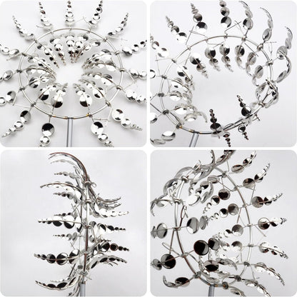 Metall Windspinner Sonnen Windspiele Garten Dekoration Windfänger 3D Doppeläufig 85cm