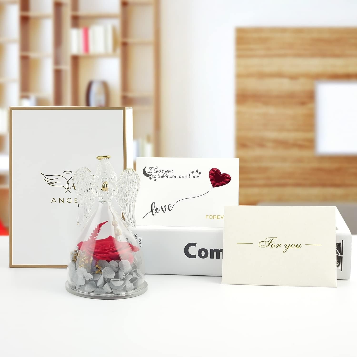 Ewige Rose in Engel Figur geburtstagsgeschenk für frauen