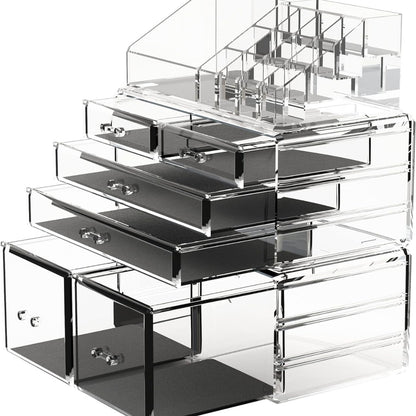 Transparenter Makeup Organizer 6 Schubladen 16 Fächer Stilvoll und Praktisch